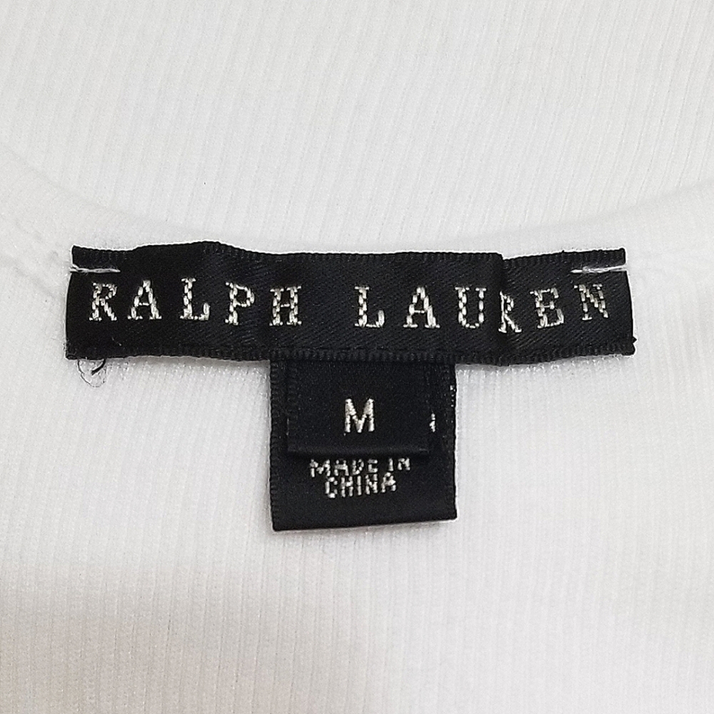 Ralph Lauren Black Label Ribbed Cotton Tank Top with O-Ring Strap Sz M White - Picture 6 of 8